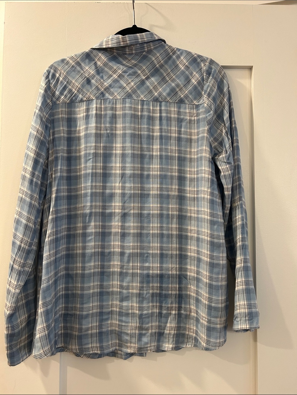Soft Joie Light Blue Plaid Button-Up Shirt, Super Soft, Medium - Picture 6 of 10